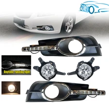 Pair For 2009 2010 2011-13 Chevrolet Cruze Front Fog Lights & Bezels W/LED DRL