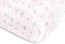 SwaddleDesigns Softest Cotton Muslin Fitted Crib Sheet, Crib, Pink Posies