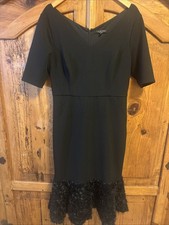 Halston Heritage Women's Black Cocktail Dress With Ruffled/Flowery Hem Size 12
