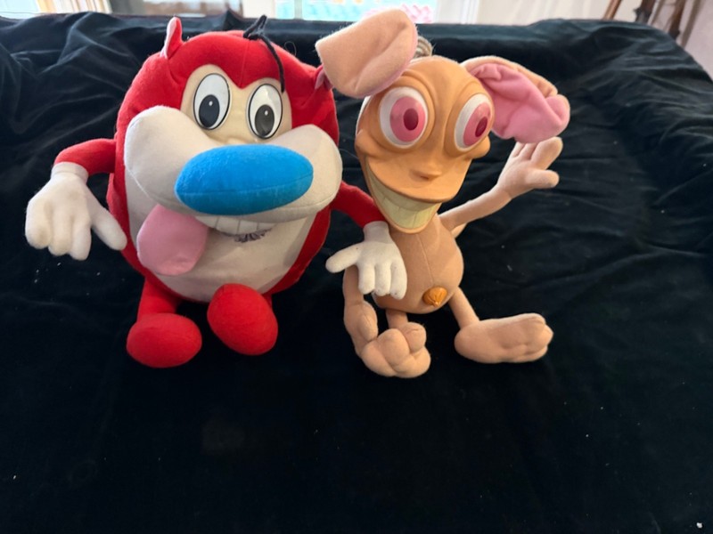 Vintage 1992 Mattel Ren & Stimpy Plush Lot Talking Both Work Nickelodeon