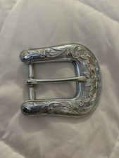 Vintage Womens Western Silver Belt Buckle Floral Design