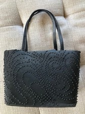 Black satin mini beaded bag