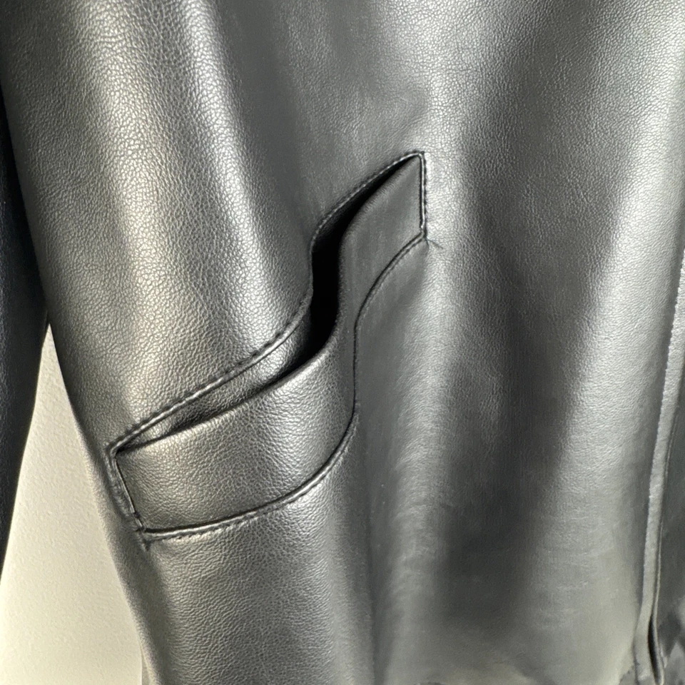 Alta V Moda Italian Leather Coat Mens Size L Black Quilted Lined Italy Made NWT - Image 4 of 4