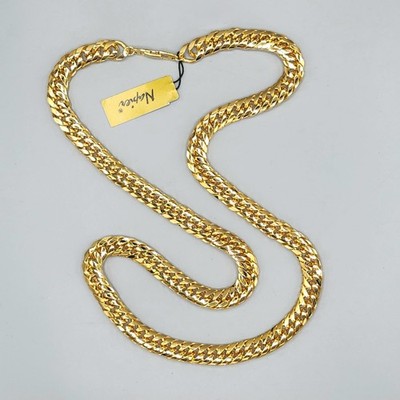 New w/ Tag Vintage Napier Large Gold Tone Polished Cuban Chain Necklace 30''