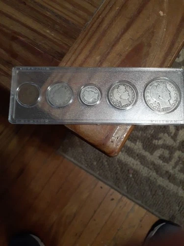 1900-S Barber Half Dollar ,1908-D Quarter,1915 Dime, 1910 V Nickel, 1907 Indian