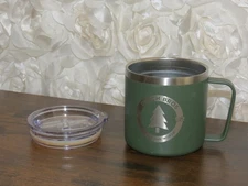 Dutch Bros Stainless Steel Cup 12 oz Pine Tree Green Coffee Tea Travel Mug w/lid