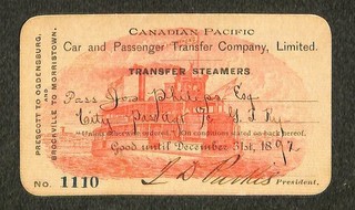 Canadian Pacific Car & Passenger Transfer Co. Ltd Steamship Annual Pass 1892