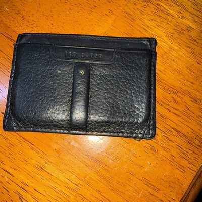 Ted Baker Black Leather Thin Credit Card Holder Case Free Shipping