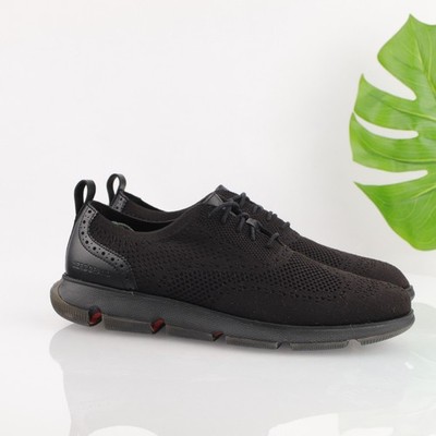 Cole Haan Mens 4.Zerogrand Oxford Sneaker Size 11.5 Black Knit Wingtip Shoe