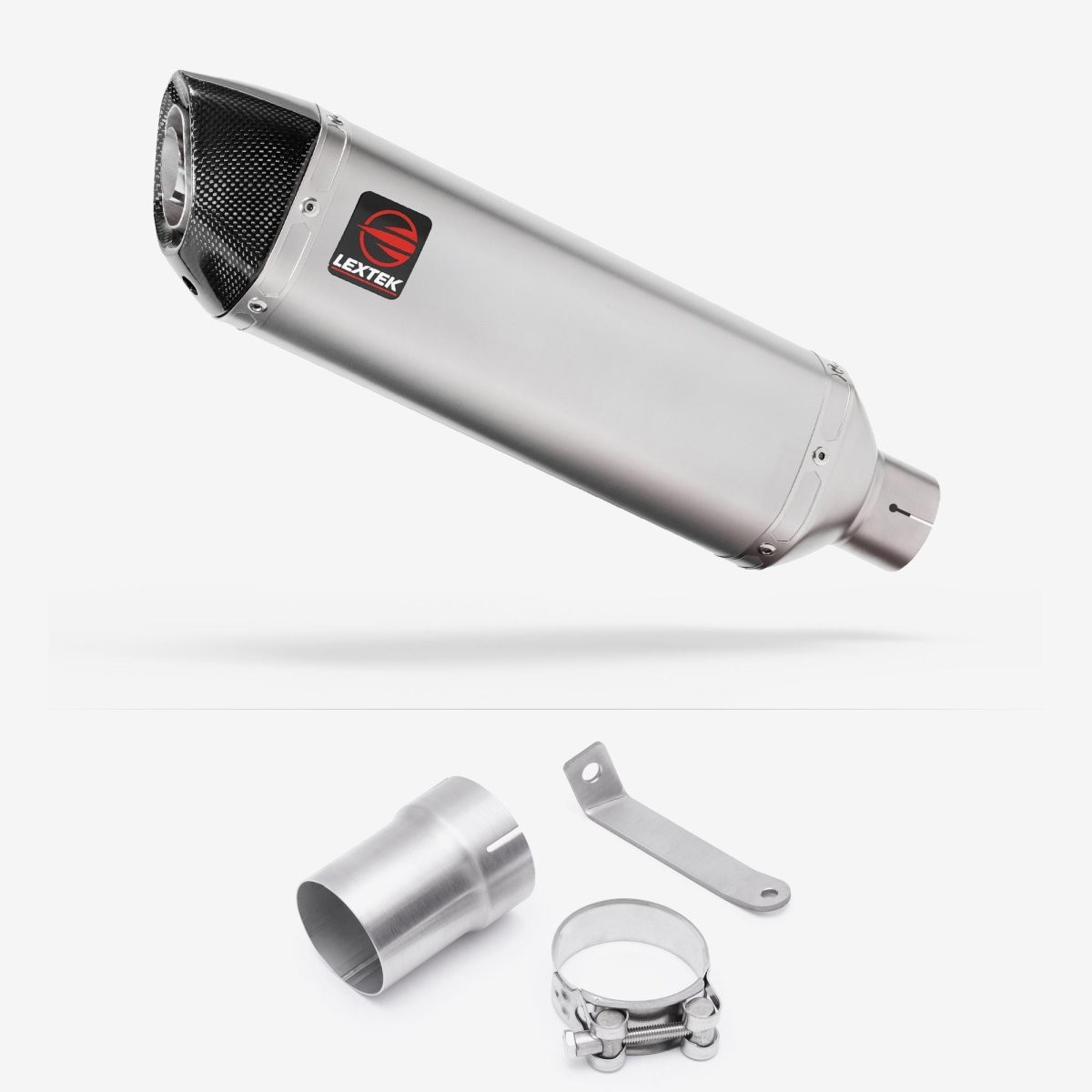 Lextek Stainless Steel VP1 Matt 300mm Exhaust with Link Pipe Silencer Chrome