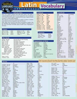 Latin Vocabulary: a QuickStudy Laminated Reference Guide - VERY GOOD
