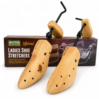 Masters Damen-Schuhdehner aus Holz verstellbar natürliche Kiefer UK-Größe 3–7 Paar - Bild 1 von 4