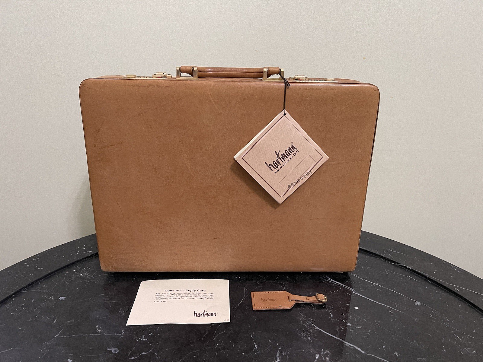 Hartmann Presidential Slim Tan Belting Leather Attaché Briefcase Super Rare NOS image 3