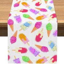 Ice Cream Table Runner Summer Popsicle Ice Cream Themed Birthday Party Decora...