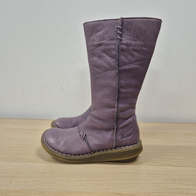 Doc Martens Vintage 10491 halbhohe lila Leder Biker Reißverschluss Keilabsatz Stiefel UK 5