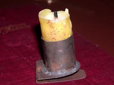 Primitive Early 17th-18th Century Style Round Tin Book Light/Lite Candle Holder