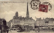 rouen le pont boïeldieu et la cathédrale