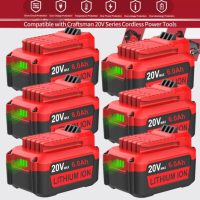 #ad Pack 6.0Ah 20 Volt Max For Craftsman V20 Li Ion Battery CMCB201 CMCB204 CMCB202 $46.99