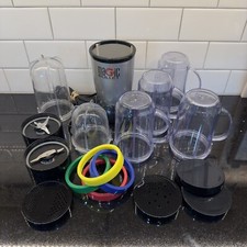 Magic Bullet Blender MB1001 with 2 Cups, Mugs, Lids 2 Blades Tested works EUC