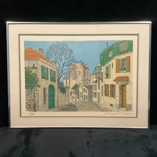 Denis Paul Noyer Signed, Original Lithograph "Village of Provence" with COA