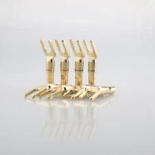 4 Pair Gold Plated Screw Spade Banana Plug Connector 4mm Speaker Wire Cable