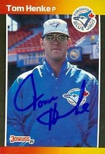 Tom Henke autographed Baseball Card (Toronto Blue Jays) 1989 Donruss #385