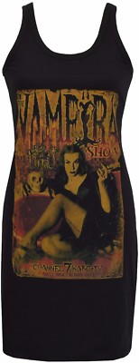 DAMEN GOTHIC KLEID THE VAMPIRA SHOW GOTH HORROR VAMPIR VINTAGE PIN-UP S-XL