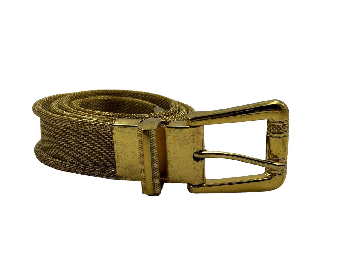 VTG 90s Metal Mesh Belt Gold Tone Metallic Buckle Small 28  display picture 2