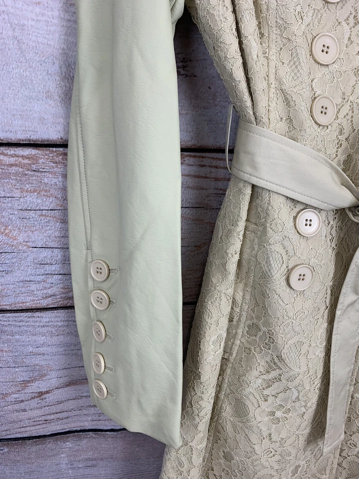 Blanc Noir Nuevo con Etiquetas Abrigo Crema Bolsillos Forrados de Encaje, Cinturón ELASTIZADO Para Mujer Talla XS Foto 4 de 4
