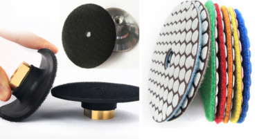 4'' Flexible Rubber & Aluminum Backing Pad 64pcs Diamond pad-Marble granite stone