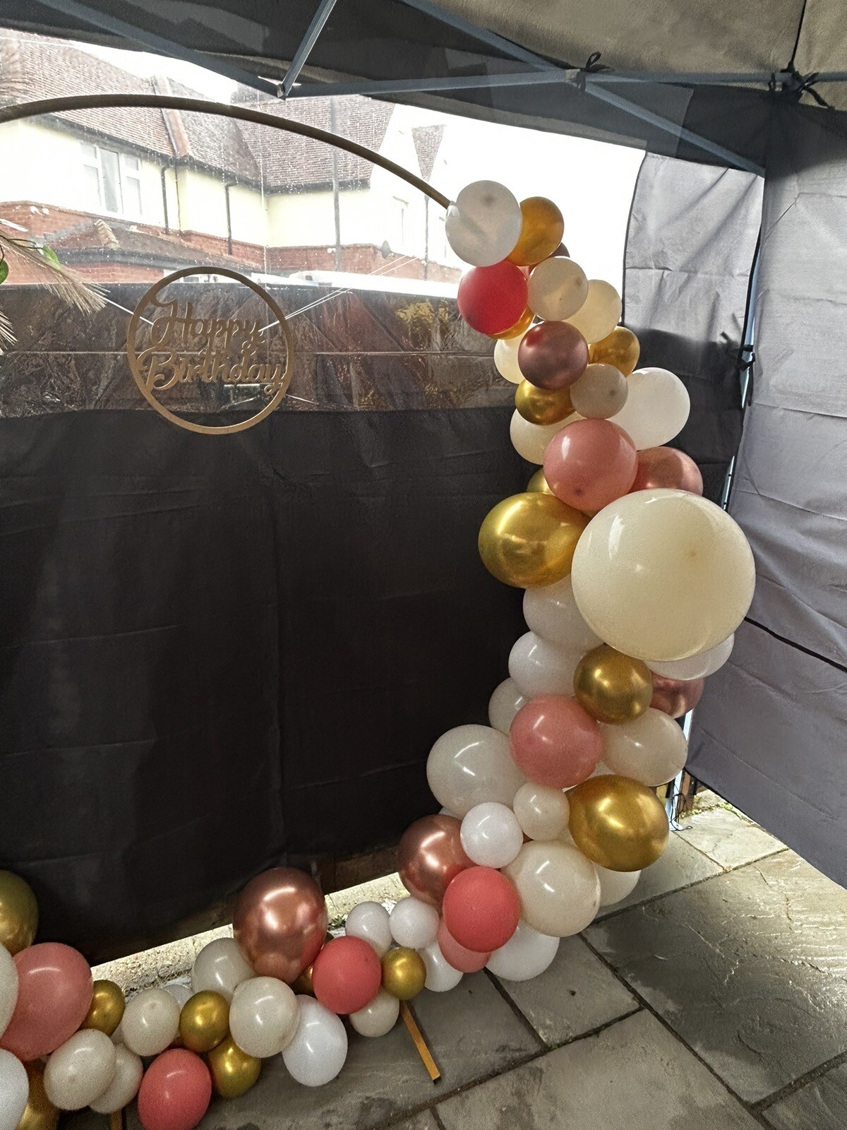 2M Round Hoop Balloon Arch Backdrop Flower Gold Display Stand Frame