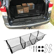 Black 3 Pocket Trunk Organizer Mesh Cargo Net 3 Row For Toyota 4Runner 2010-2024