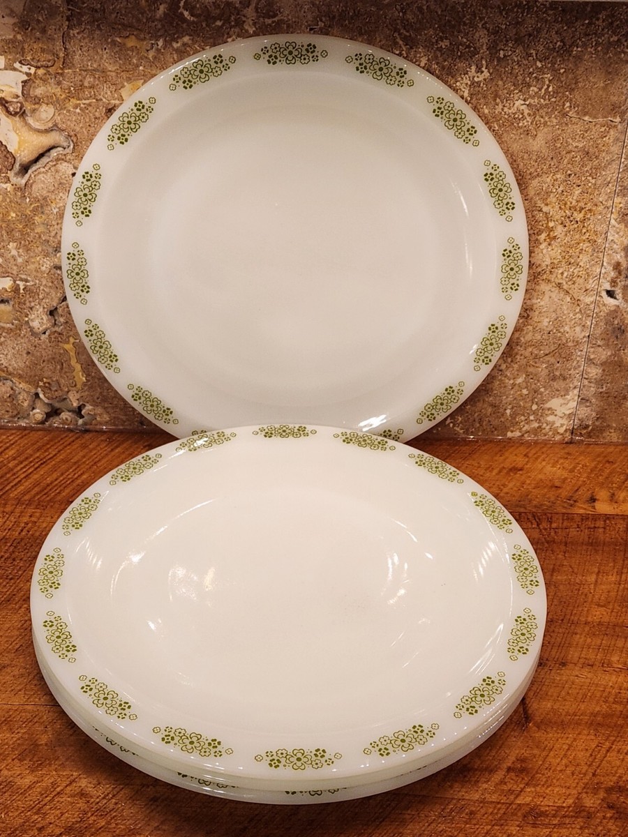 Set of (4) Old American Anchor Hocking Crazy Daisy Green Daisy