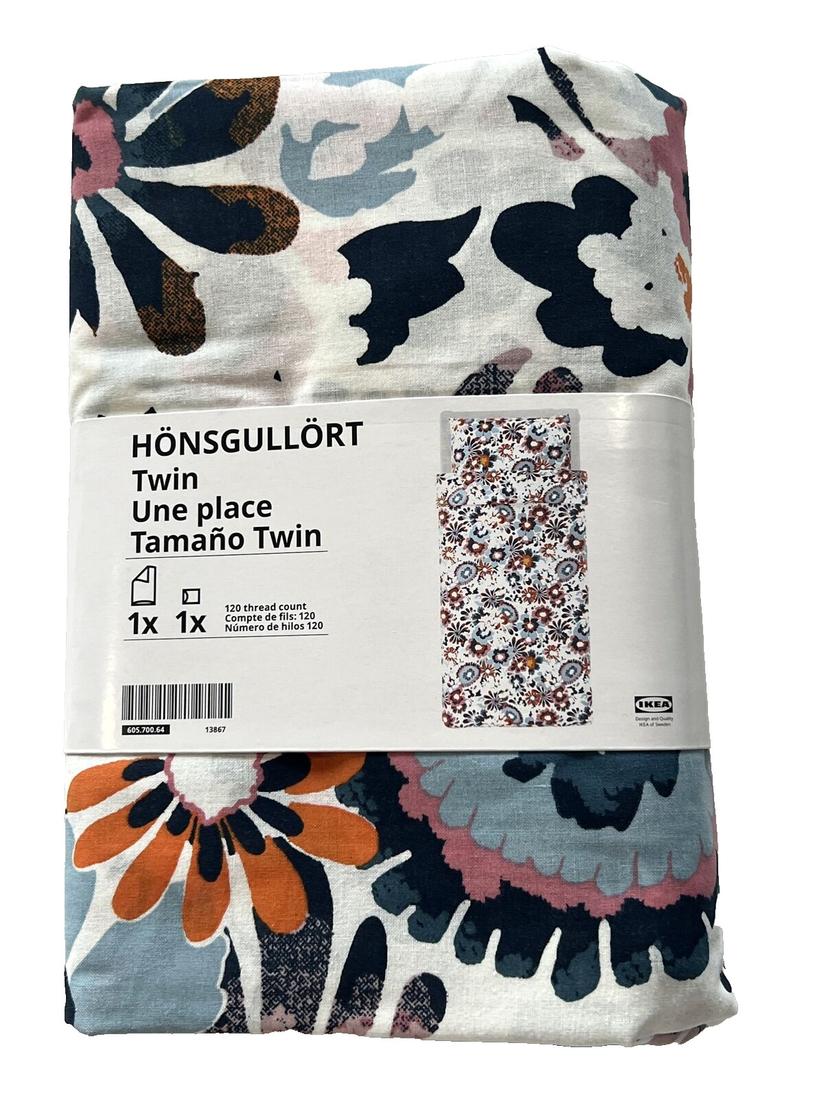 Ikea HONSGULLORT Twin Duvet cover and pillowcase multicolor-floral NEW