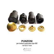 Punzone per bottoni a pressione tipo CC kit 4 parti Ø14-15-17mm matrice ricambio