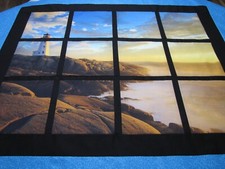 Patchwork Quilt Top "Lt. House Window" PIECED Decor,Wall,Lap 52X44 USA Homemade