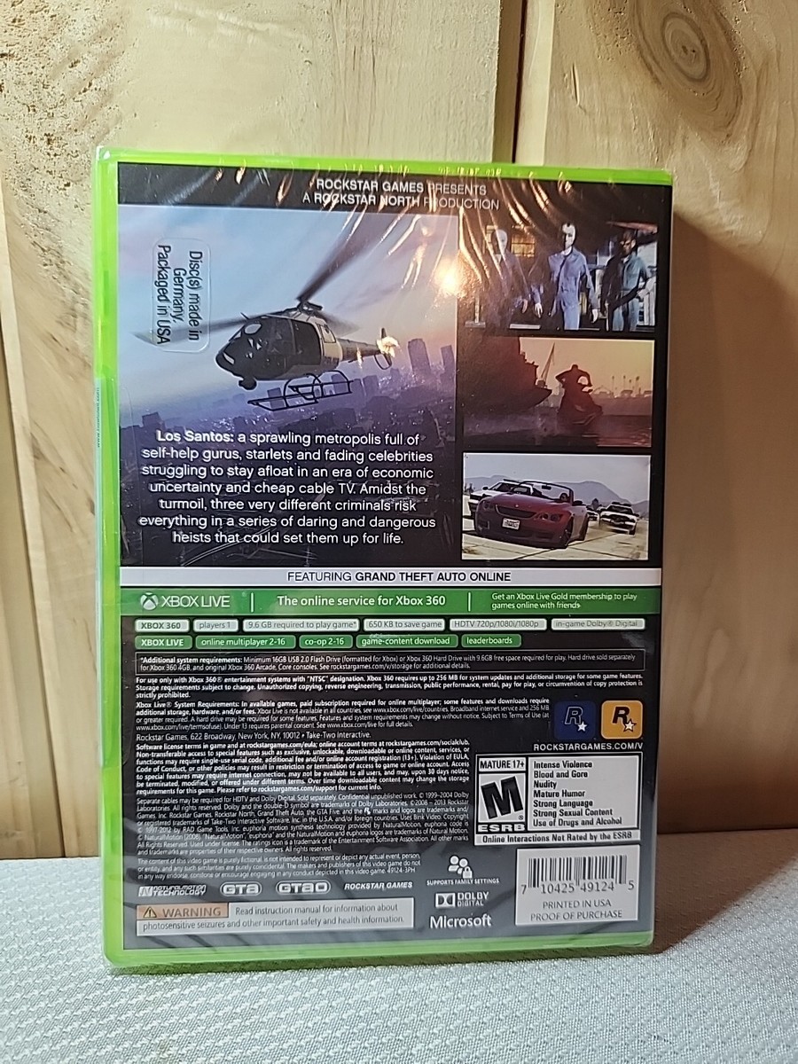 Grand Theft Auto V GTA 5 (Microsoft Xbox 360) BRAND NEW