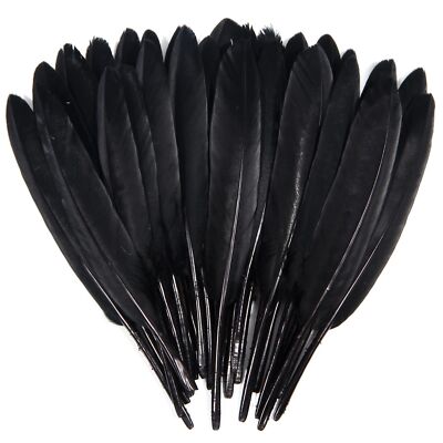 120pcs Black Goose Cochettes Feather 4-6 inch 10-15cm DIY Crafts Wedding
