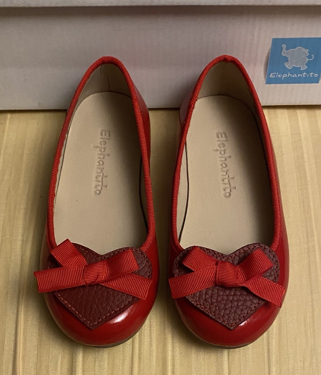 Girls NWB Elephantito Patent Leather Ballet Shoes Flats Red