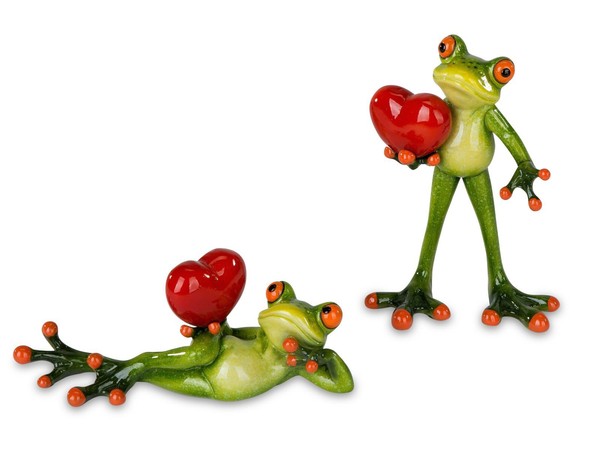 Formano 2Er Set Lustige FröSche Froschpaar Mit Herzen Figur Poly 15 Cm-image