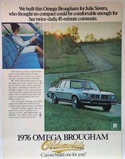 1976 Oldsmobile Olds Omega Brougham Blue Original Print Ad Retro 70s