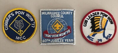 Boy Scouts   Lot of 3   1977 to 1979 Assorted Cub Leaders POW WOW Patches