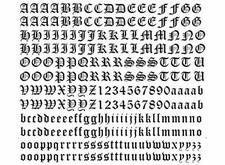 Old English Font Letters 260 pcs 0.35 Inch Black Fused Glass Decals