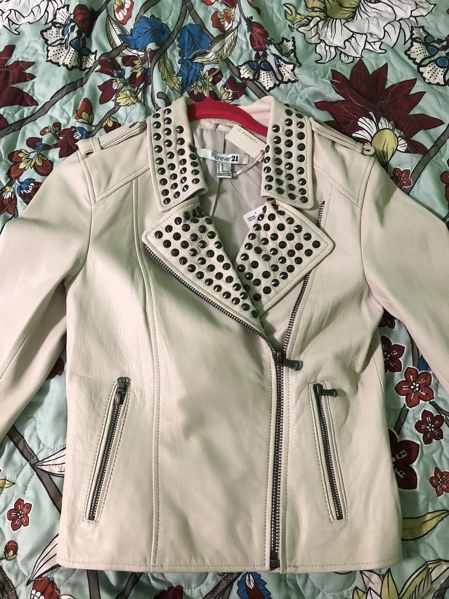 Studded leather jacket forever 21 clearance