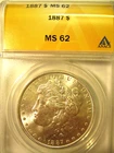 1887 MORGAN SILVER DOLLAR ANACS MS62