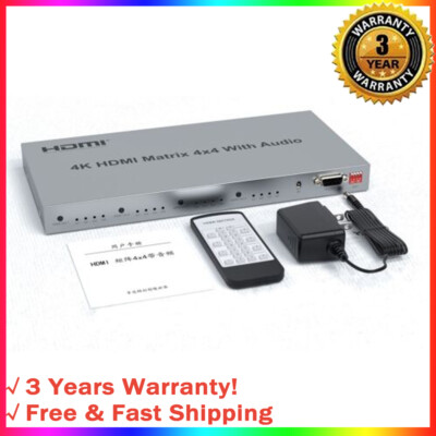 4K HDMI Matrix 4X4 with Audio Separation HDMI Matrix Switcher 4 In 4 Out 4K 30Hz