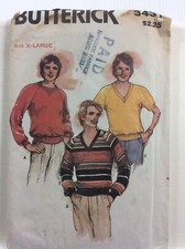 1980 Butterick 3431 Vintage Sewing Pattern Mens Tops Size XL