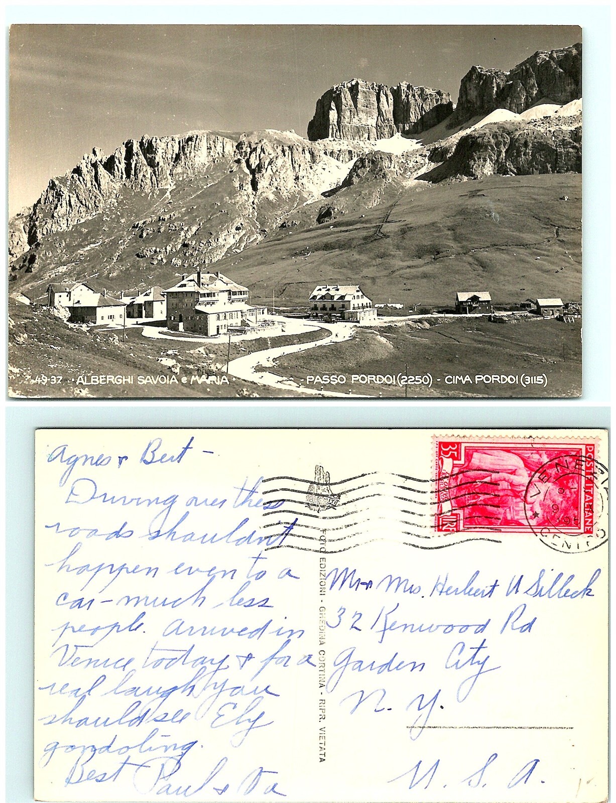 S02-2566, ALBERGHI SAVOIA MERIA, *FRANCE 1950S TO USA. RPPC