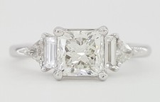 Princess Three 3-Stone Engagement Ring 1.35 ct 14K W Gold Retail 7,500