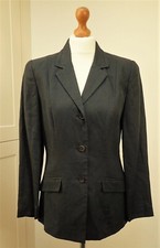 Vintage Laura Ashley Size Uk10 36 Pure Linen Jacket Long Line Blazer Lined Black